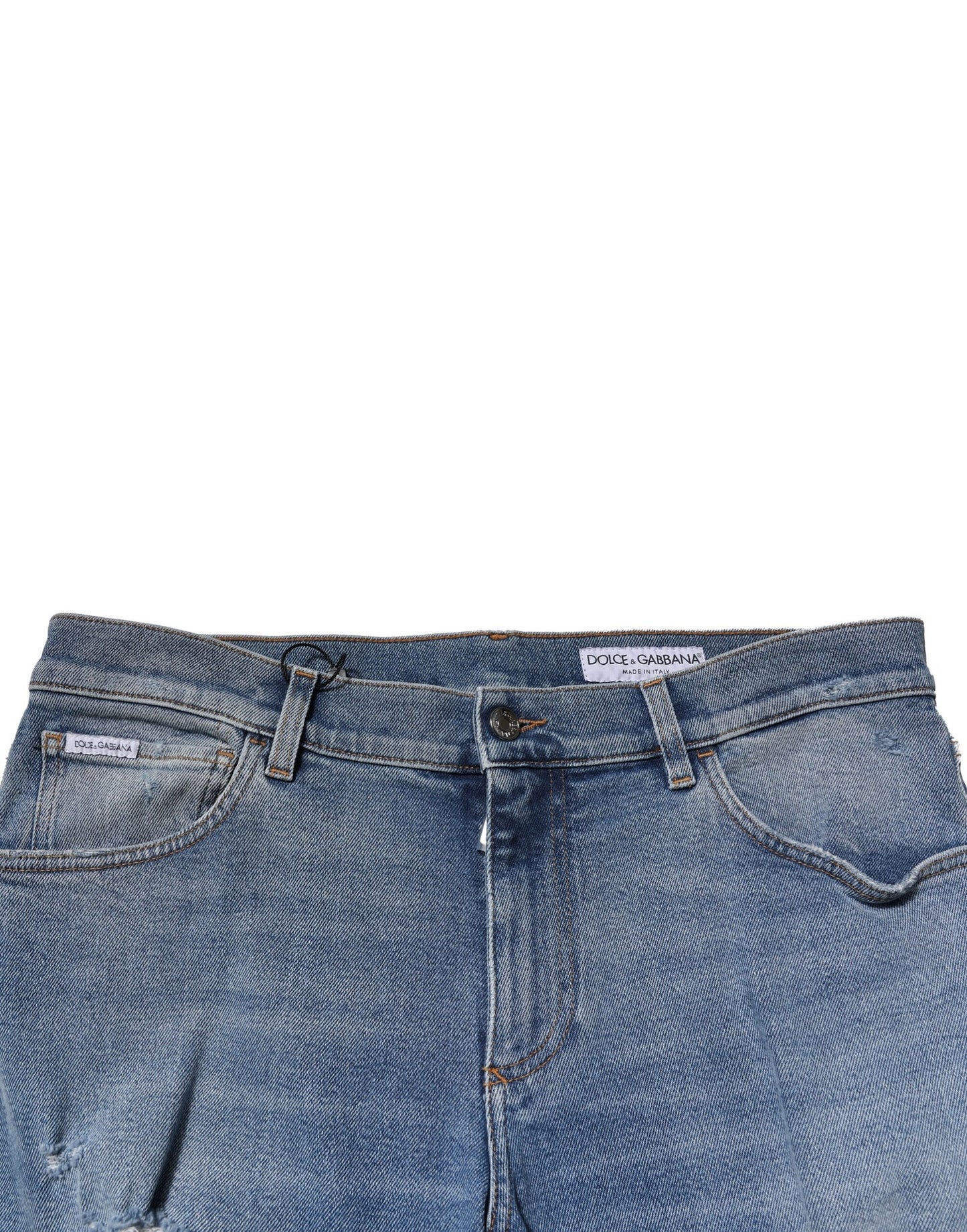 Blue Distressed Cotton Slim Men Denim Jeans-Dolce & Gabbana-LabelTerrace.com