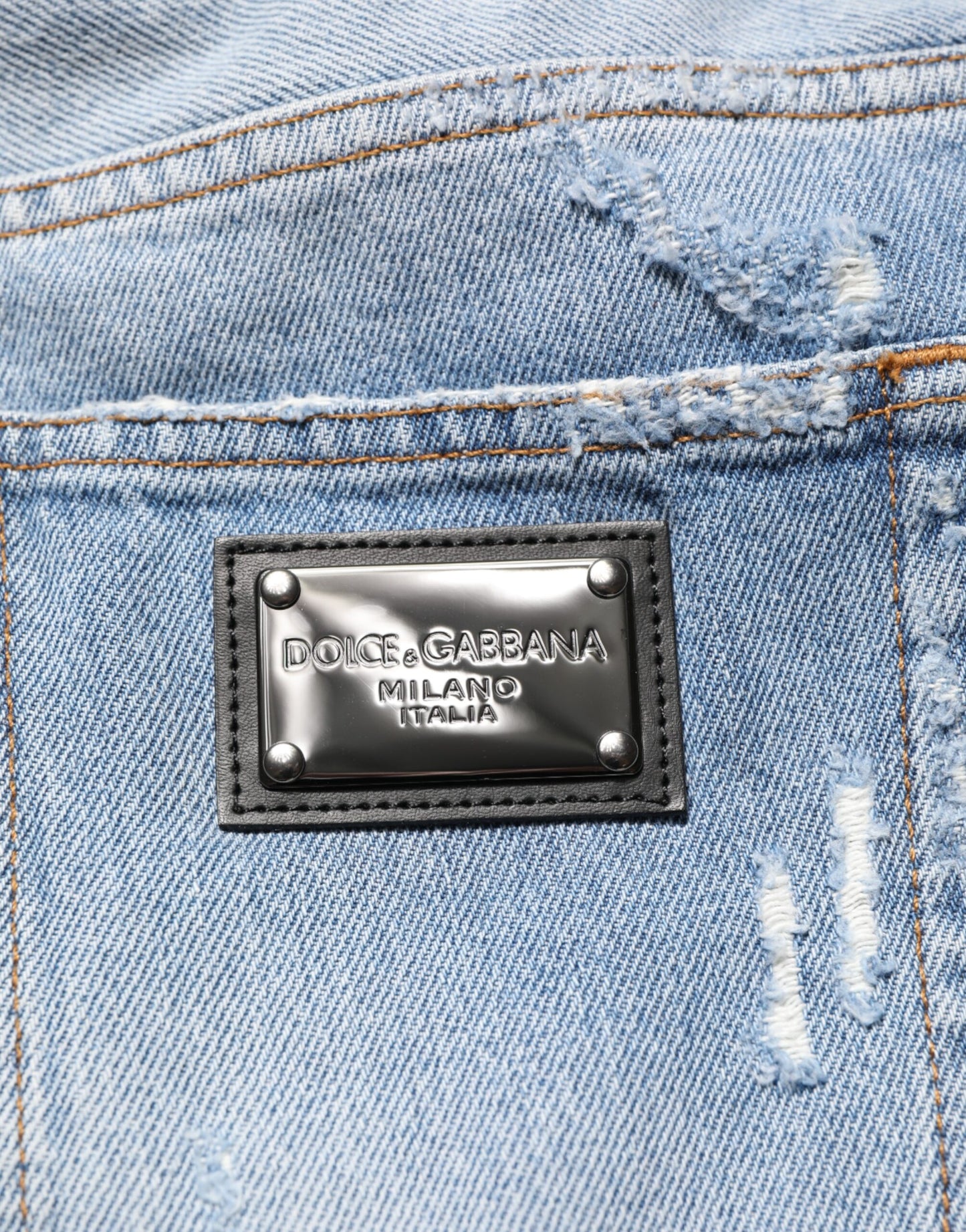 Blue Distressed Ripped Denim Pants Jeans-Dolce & Gabbana-LabelTerrace.com