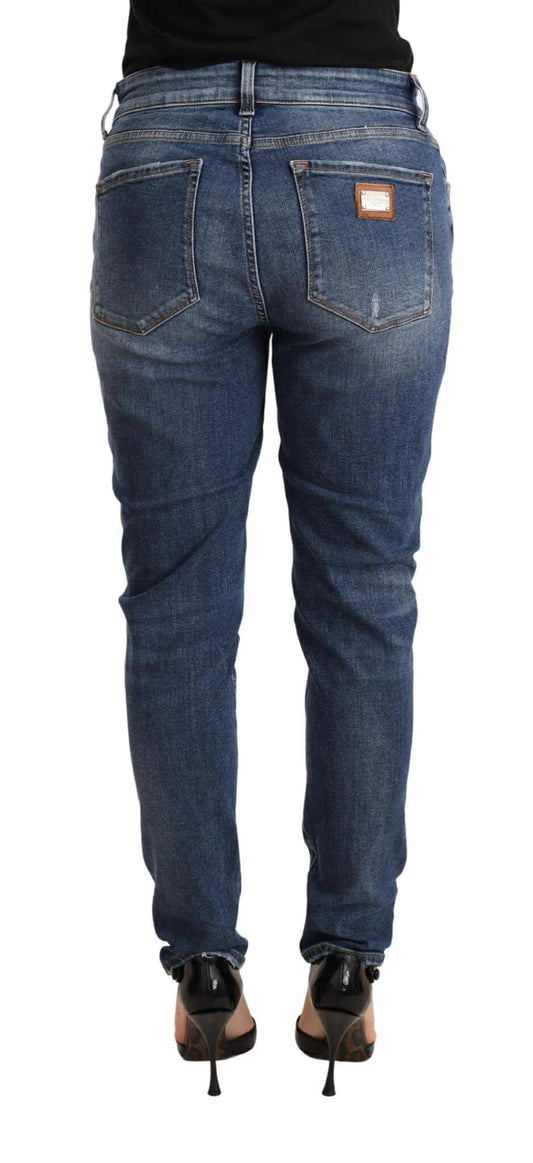Blue Distressed Slim Fit Denim Pants Jeans-Dolce & Gabbana-LabelTerrace.com