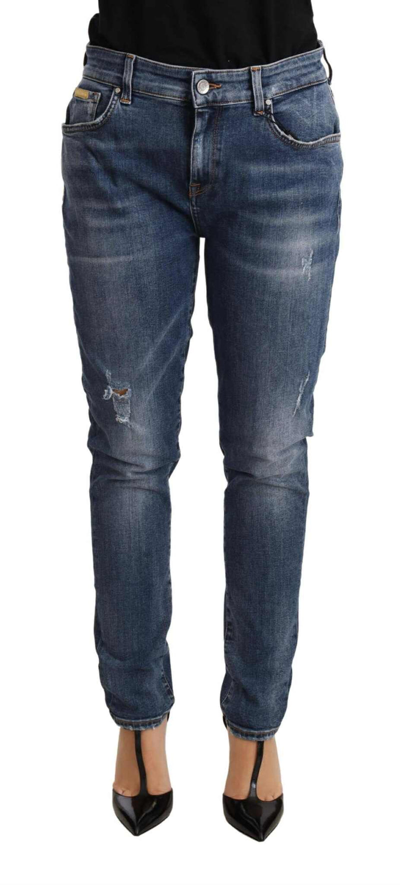 Blue Distressed Slim Fit Denim Pants Jeans-Dolce & Gabbana-LabelTerrace.com