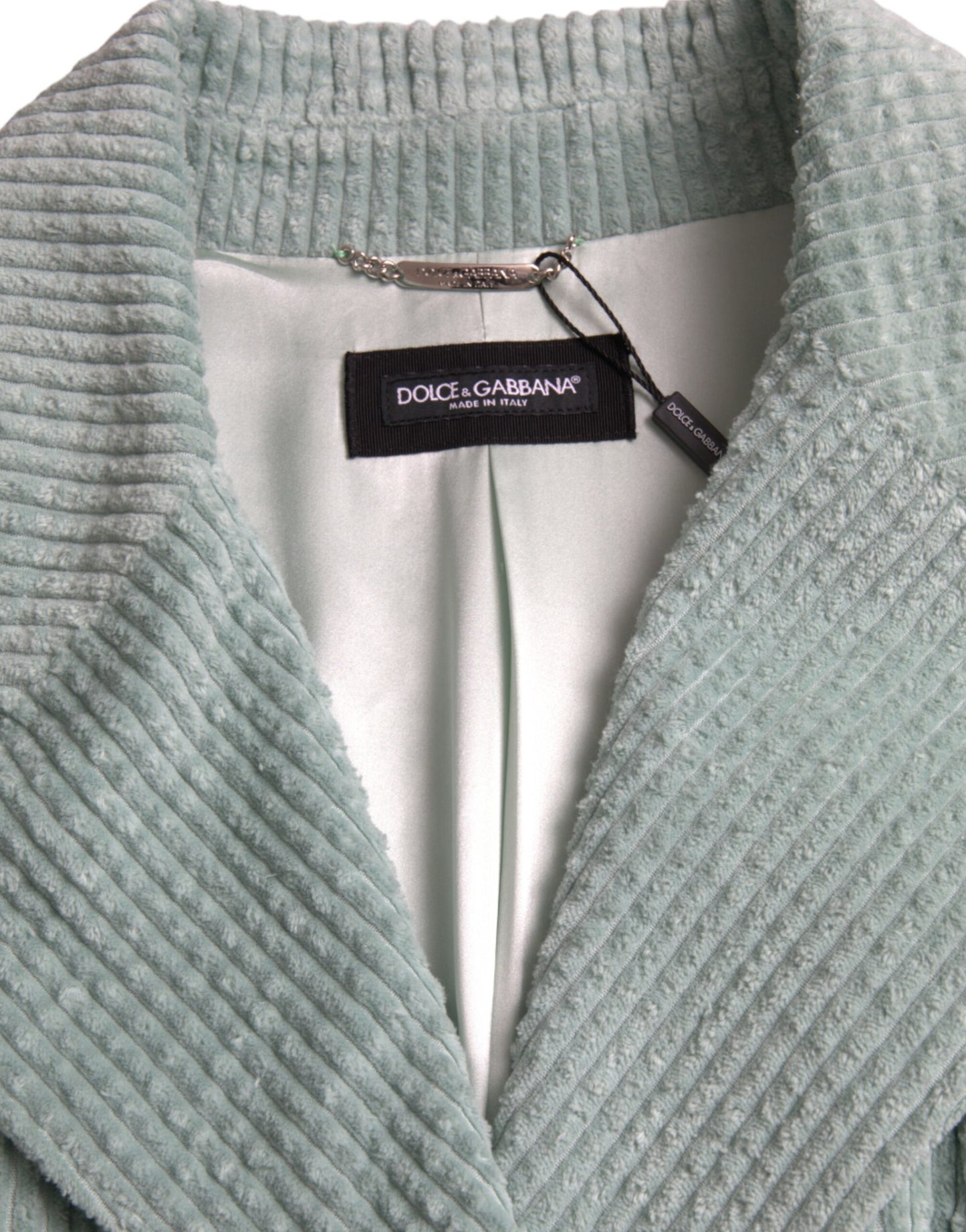 Blue Double Breasted Corduroy Cotton Jacket-Dolce & Gabbana-LabelTerrace.com