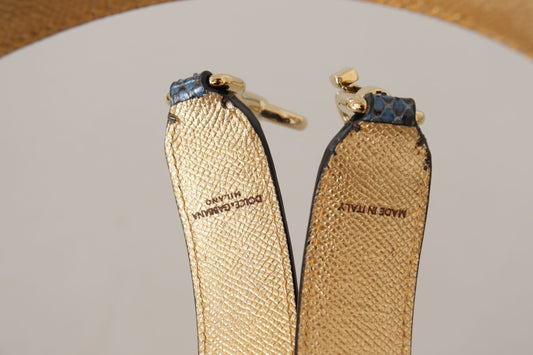 Blue Exotic Leather Crystals Shoulder Strap-Dolce & Gabbana-LabelTerrace.com