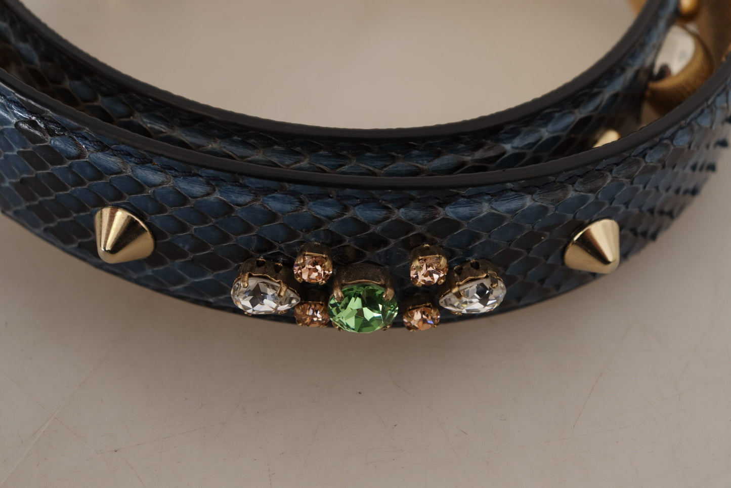 Blue Exotic Leather Crystals Shoulder Strap-Dolce & Gabbana-LabelTerrace.com