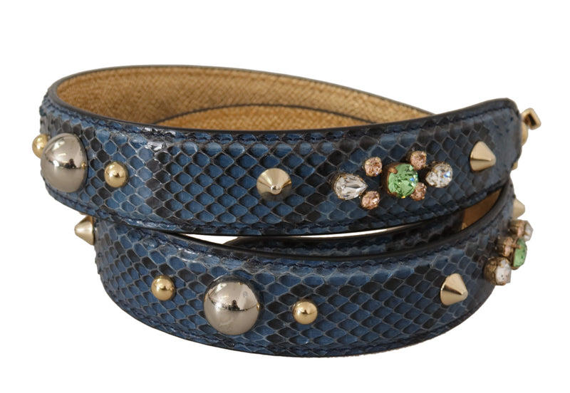 Blue Exotic Leather Crystals Shoulder Strap-Dolce & Gabbana-LabelTerrace.com