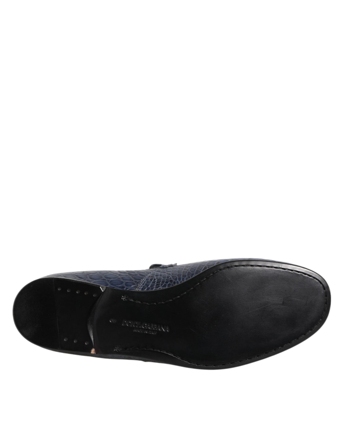 Blue Exotic Leather Slip On Loafers Men Dress Shoes-Dolce & Gabbana-LabelTerrace.com