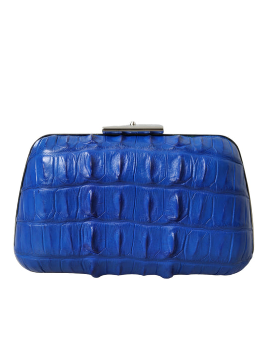 Blue Exotic Skin Leather Shoulder Crossbody Box Clutch Bag-Balenciaga-LabelTerrace.com
