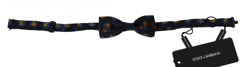 Blue Flags 100% Silk Adjustable Neck Papillon Men Bow Tie-Dolce & Gabbana-LabelTerrace.com