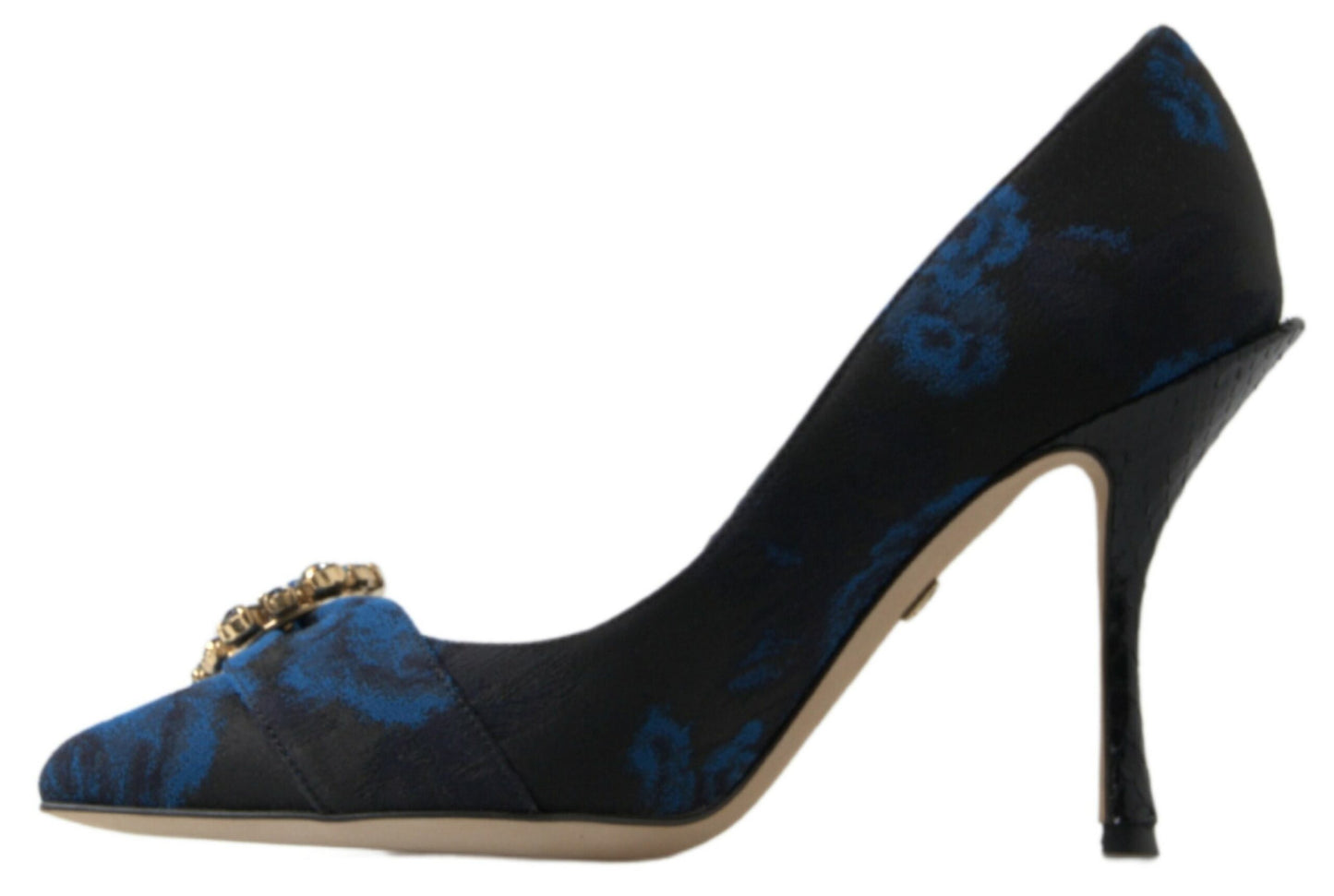 Blue Floral Ayers Crystal Pumps Shoes-Dolce & Gabbana-LabelTerrace.com