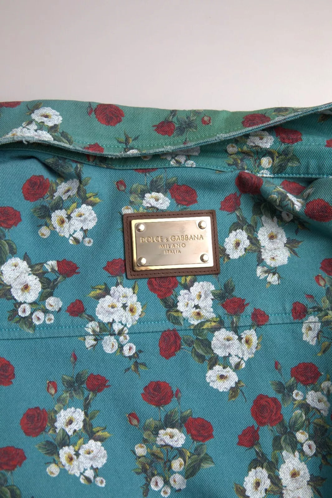 Blue Floral Cotton Button Down Denim Shirt-Dolce & Gabbana-LabelTerrace.com