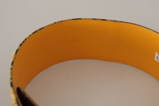 Blue Floral Patchwork Leather Wide Waist Buckle Belt-Dolce & Gabbana-LabelTerrace.com