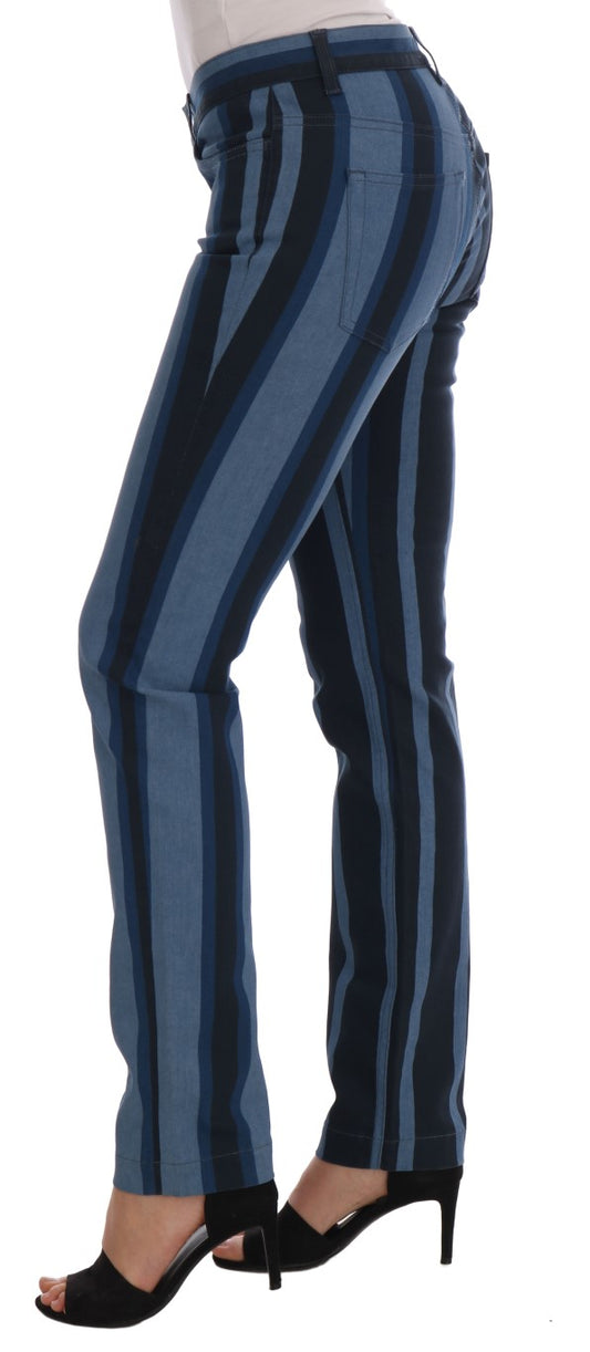 Blue GIRLY Striped Cotton Jeans-Dolce & Gabbana-LabelTerrace.com