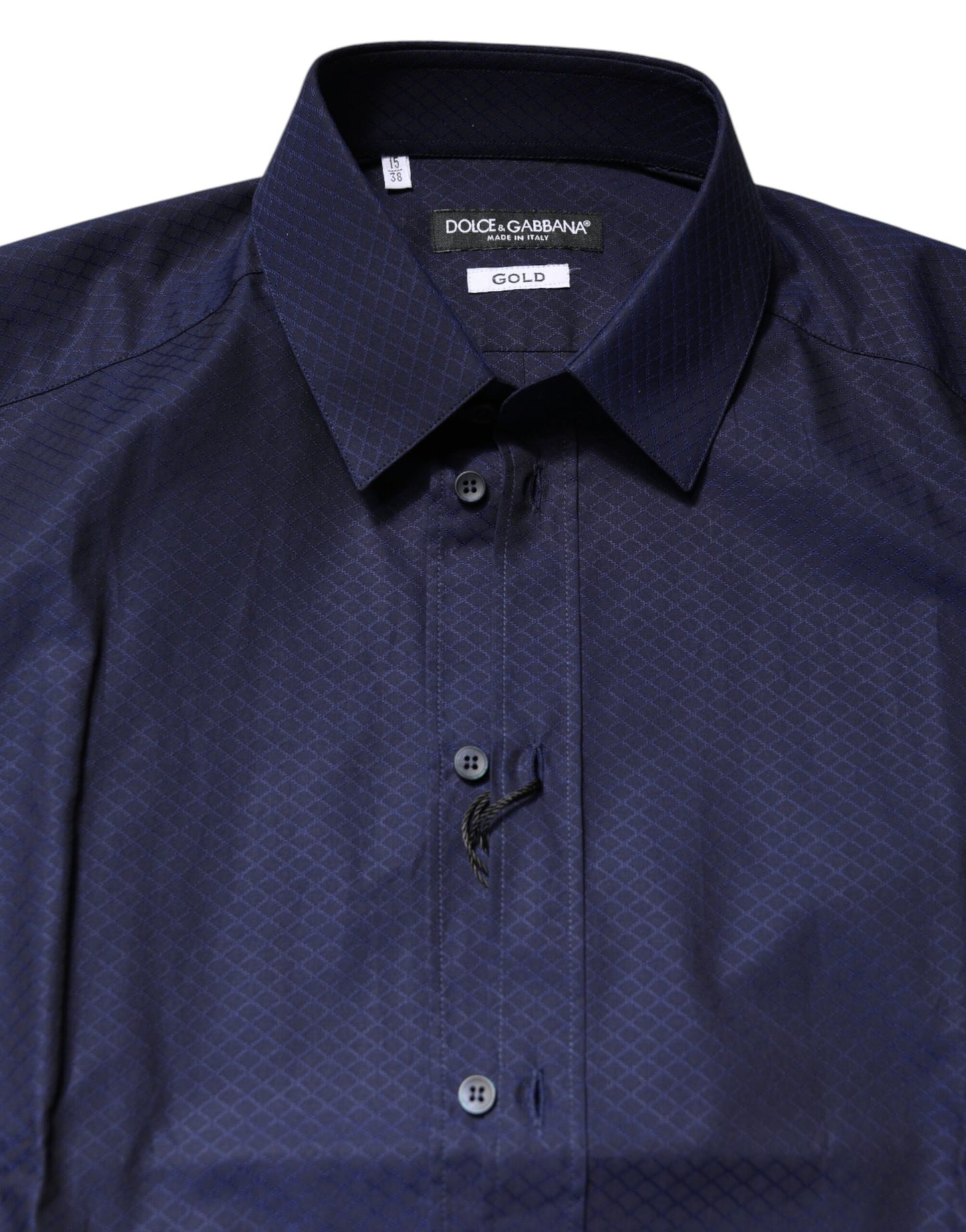 Blue GOLD Cotton Long Sleeves Men Dress Shirt-Dolce & Gabbana-LabelTerrace.com