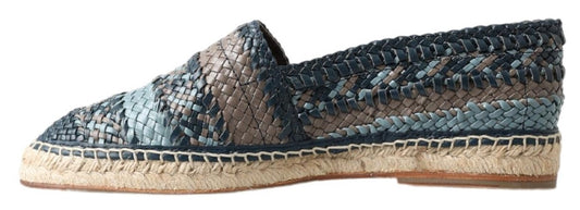Blue Gray Leather Buffalo Espadrille Shoes-Dolce & Gabbana-LabelTerrace.com
