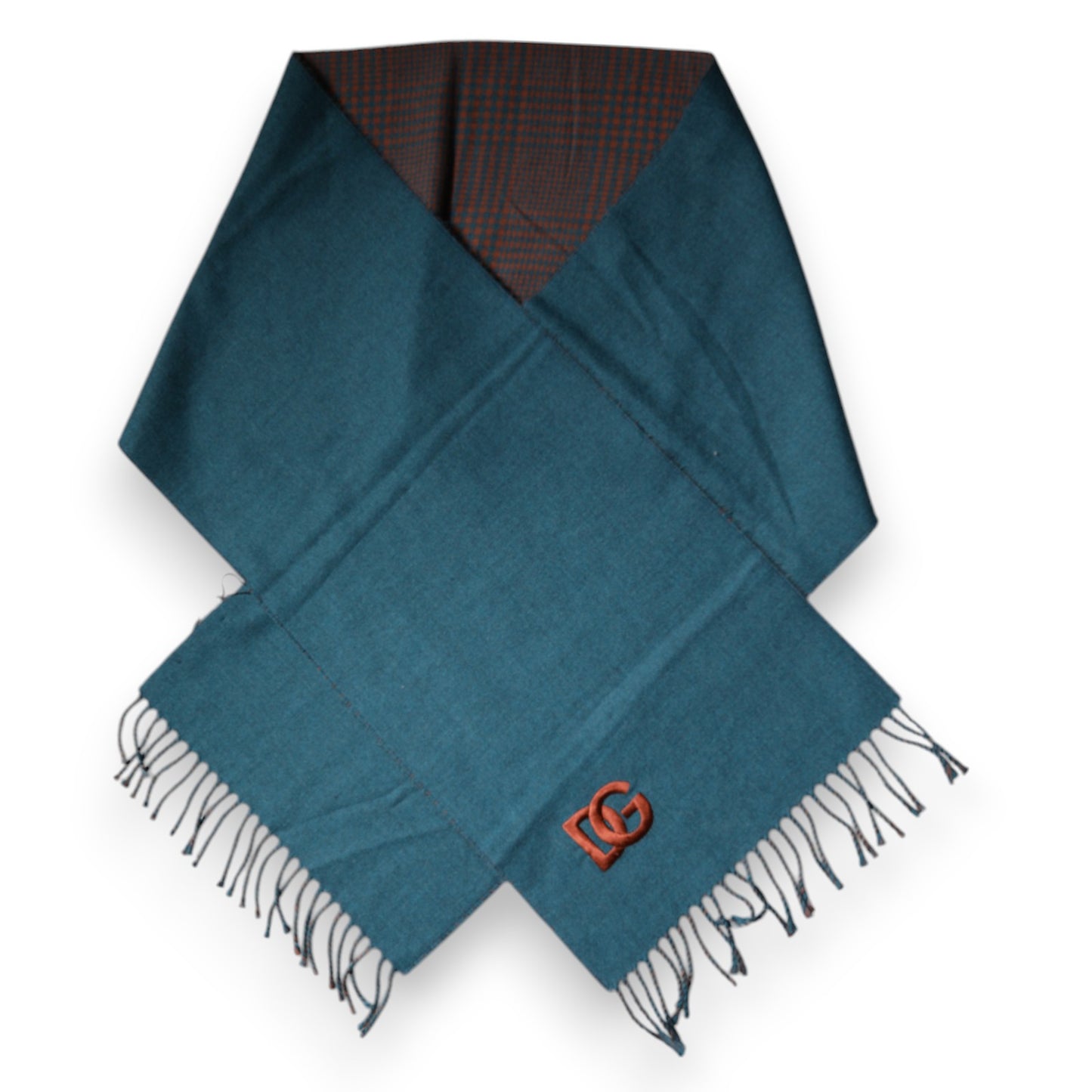 Blue Green Wool Fringes Wrap Shawl Scarf-Dolce & Gabbana-LabelTerrace.com