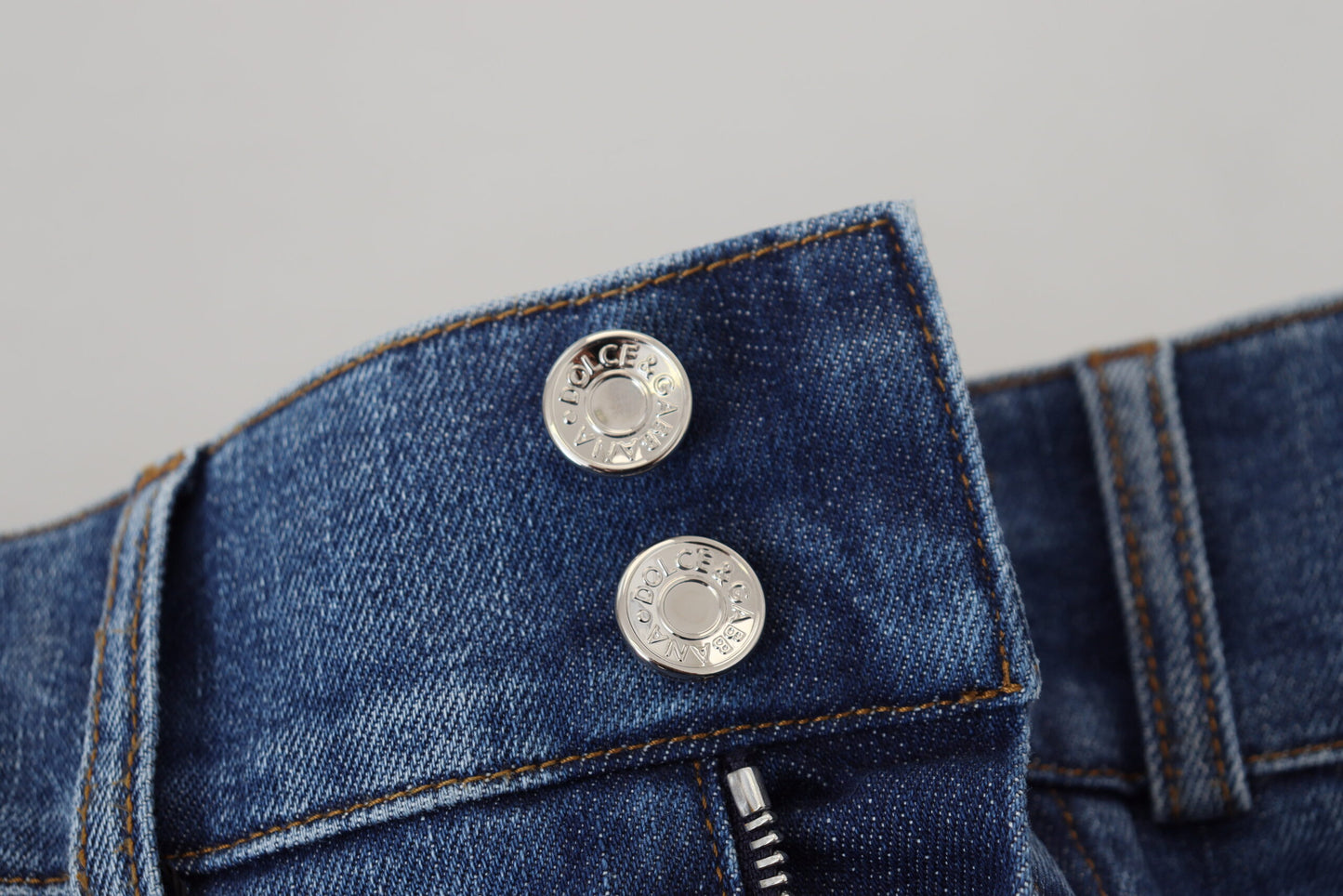 Blue High Waist Denim Cotton Stretch Jeans-Dolce & Gabbana-LabelTerrace.com