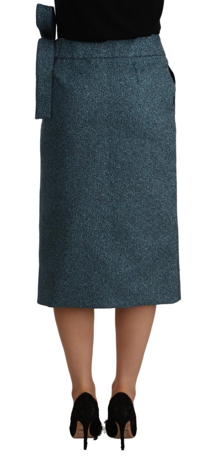 Blue High Waist Pencil Straight Wrap Style Skirt-Koonhor-LabelTerrace.com