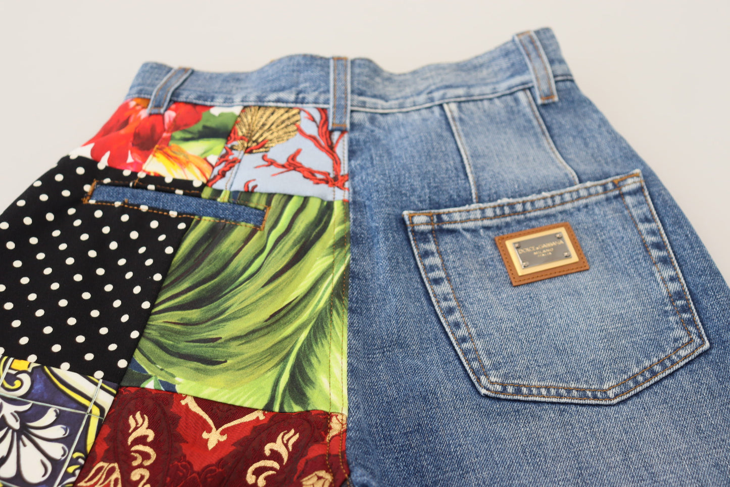 Blue Jacquard Majolica High Waist Jeans-Dolce & Gabbana-LabelTerrace.com