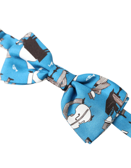 Blue Jazz Club Silk Adjustable Neck Papillon Bow Tie-Dolce & Gabbana-LabelTerrace.com