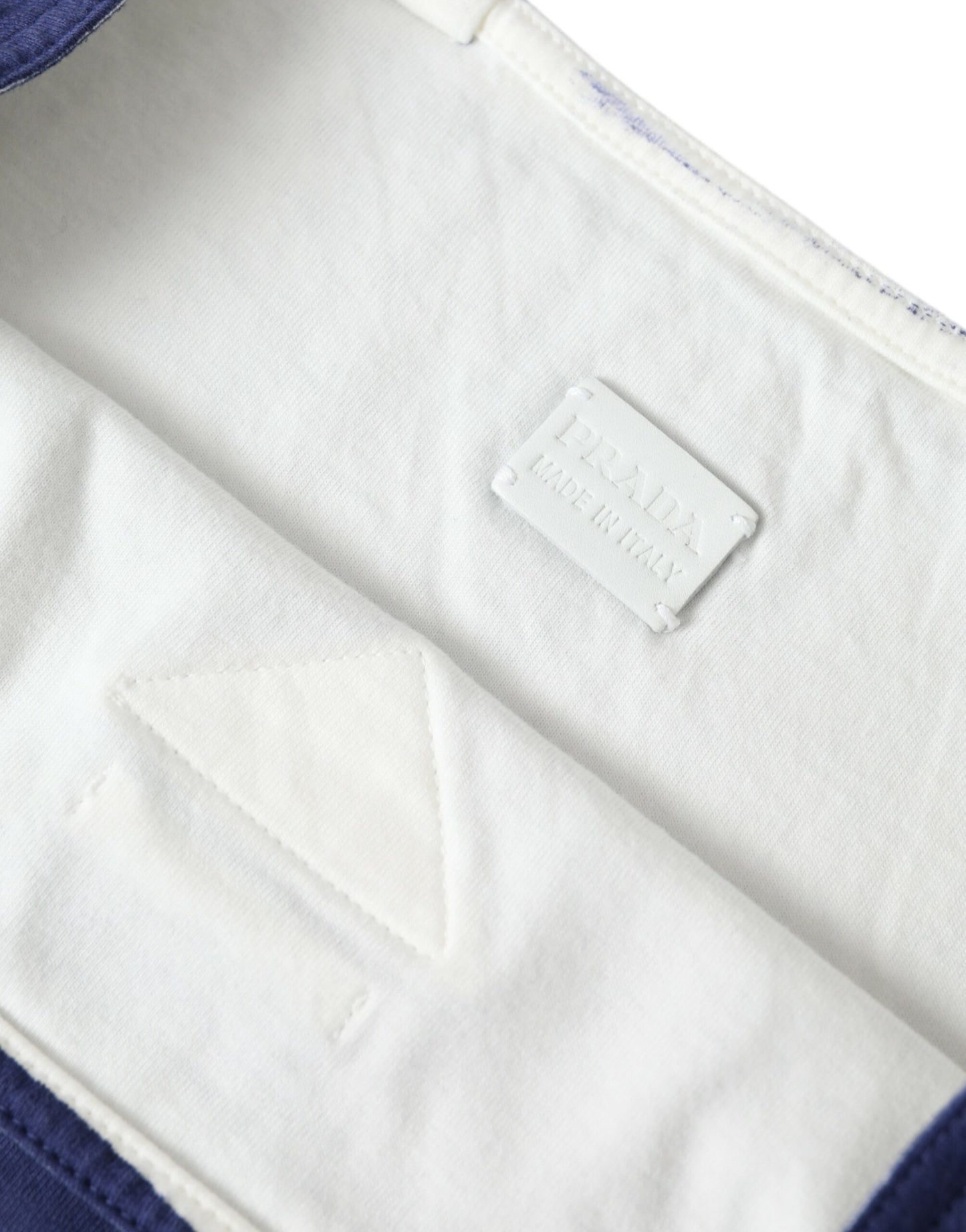 Blue Jersey Fabric Logo Shoulder Shopping Tote Shopping Bag-Prada-LabelTerrace.com