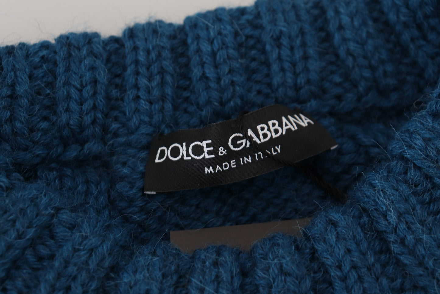Blue Knitted Wool Alpaca Pullover Sweater-Dolce & Gabbana-LabelTerrace.com
