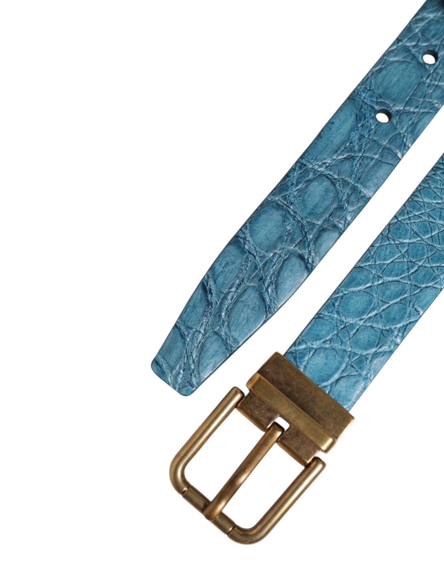 Blue Leather Classic Gold Metal Buckle Belt-Dolce & Gabbana-LabelTerrace.com