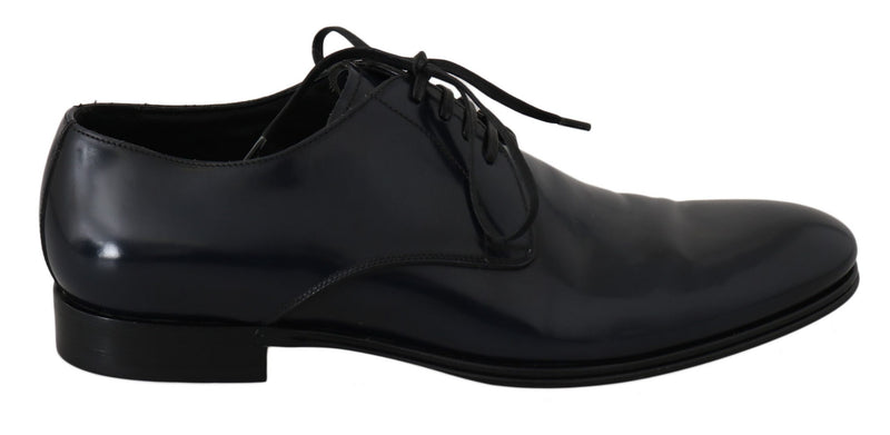 Blue Leather Dress Derby Formal Mens Shoes-Dolce & Gabbana-LabelTerrace.com
