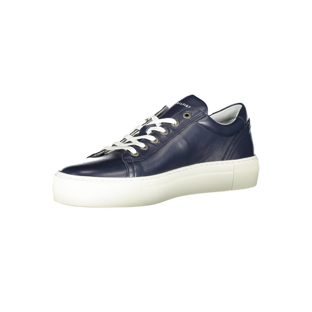 Blue Leather Men Sneaker-Tommy Hilfiger-LabelTerrace.com