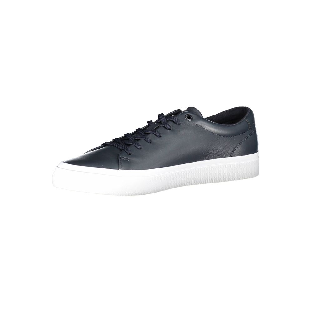 Blue Leather Men Sneaker-Tommy Hilfiger-LabelTerrace.com