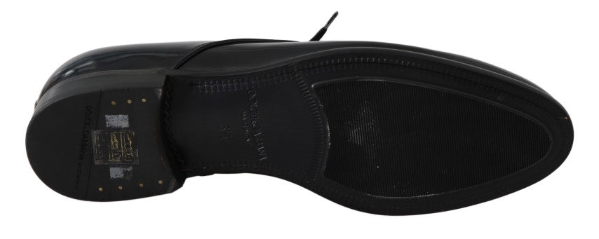 Blue Leather Polished Dress Derby Shoes-Dolce & Gabbana-LabelTerrace.com