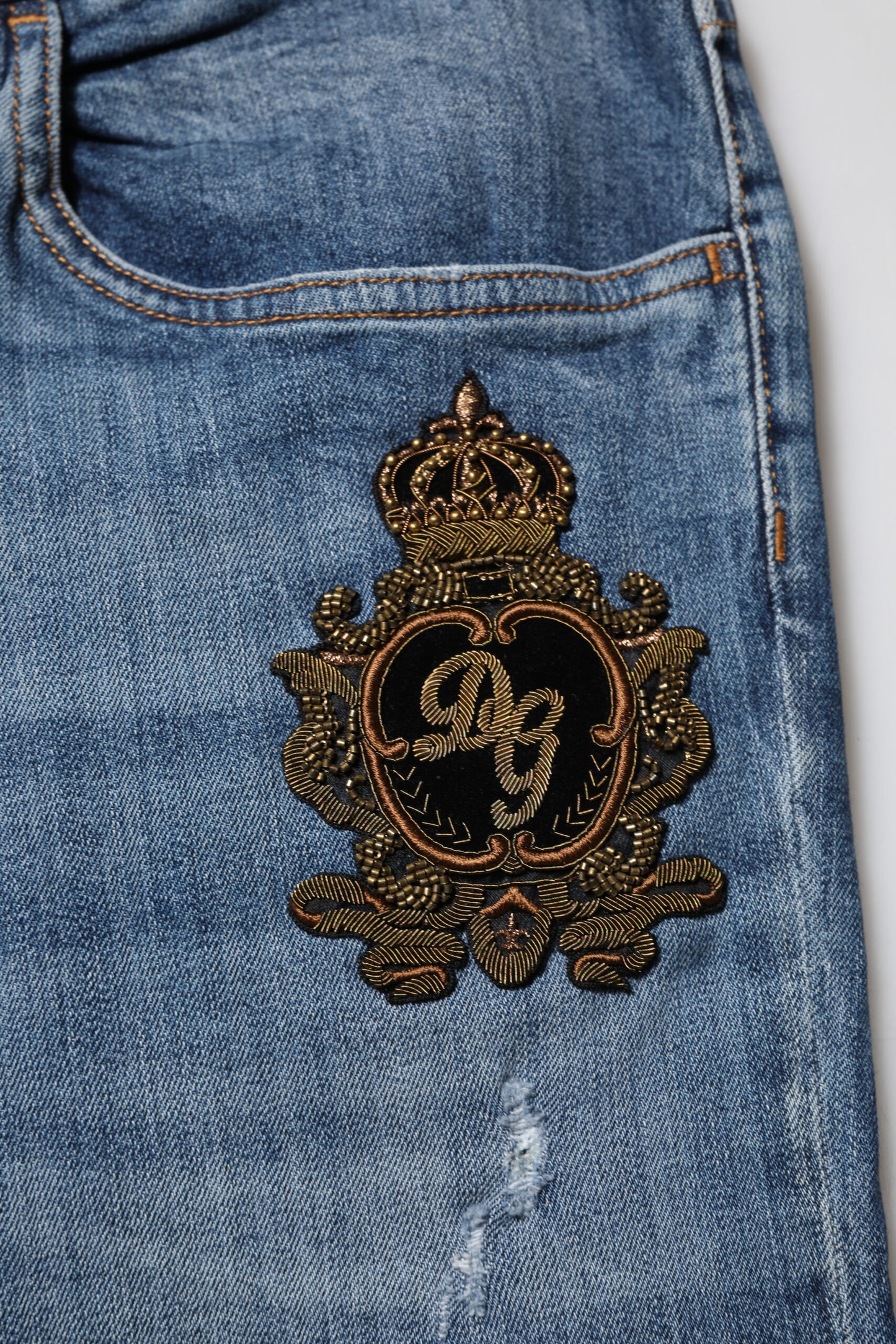 Blue Logo Embroidery Denim Jeans-Dolce & Gabbana-LabelTerrace.com