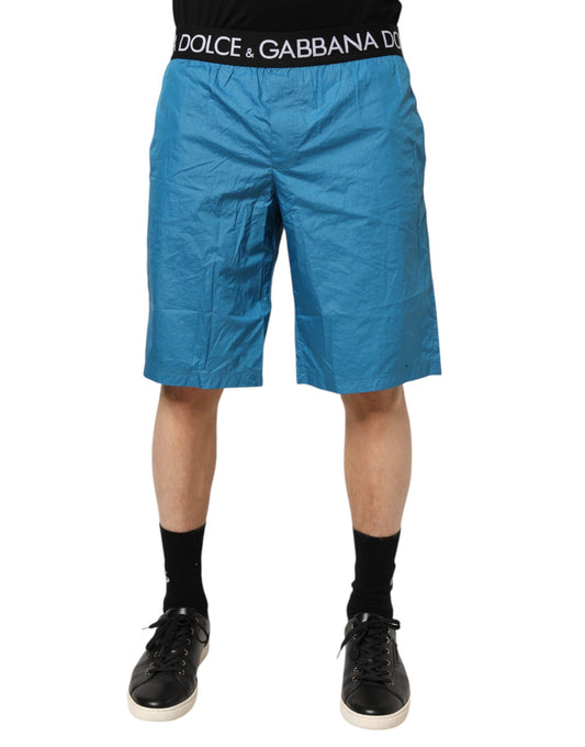 Blue Logo Waistband Beachwear Shorts Swimwear-Dolce & Gabbana-LabelTerrace.com