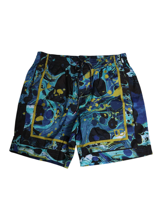 Blue Marble Print Logo Men Boxer Short Swimwear-Dolce & Gabbana-LabelTerrace.com