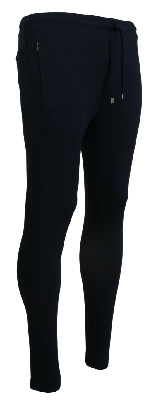 Blue Mens Sport Cotton Sweatpants Pants-Dolce & Gabbana-LabelTerrace.com