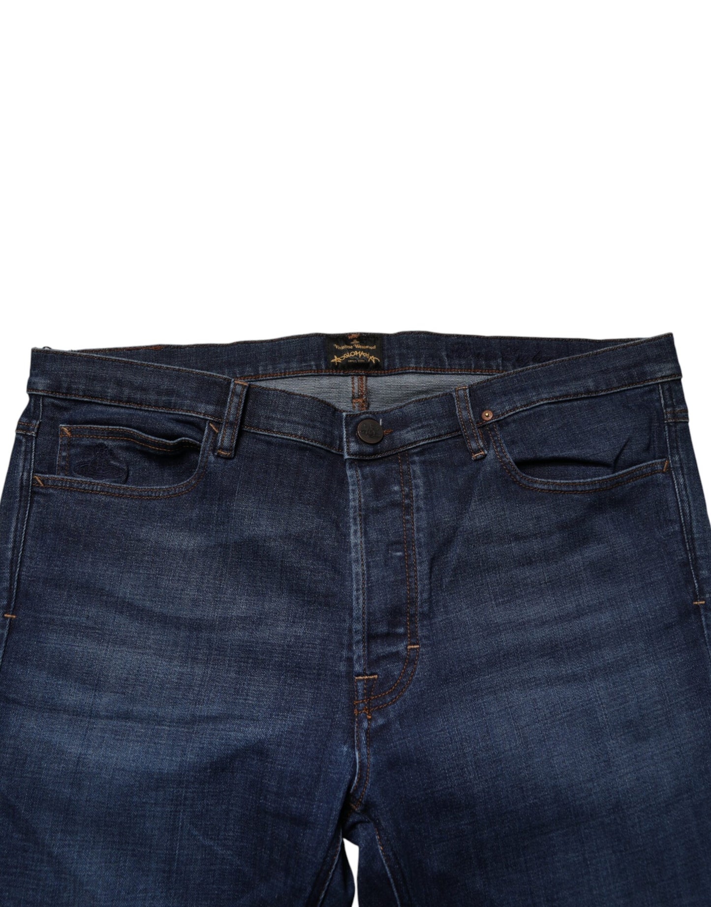 Blue Mid Waist Cotton Men Cropped Denim Jeans