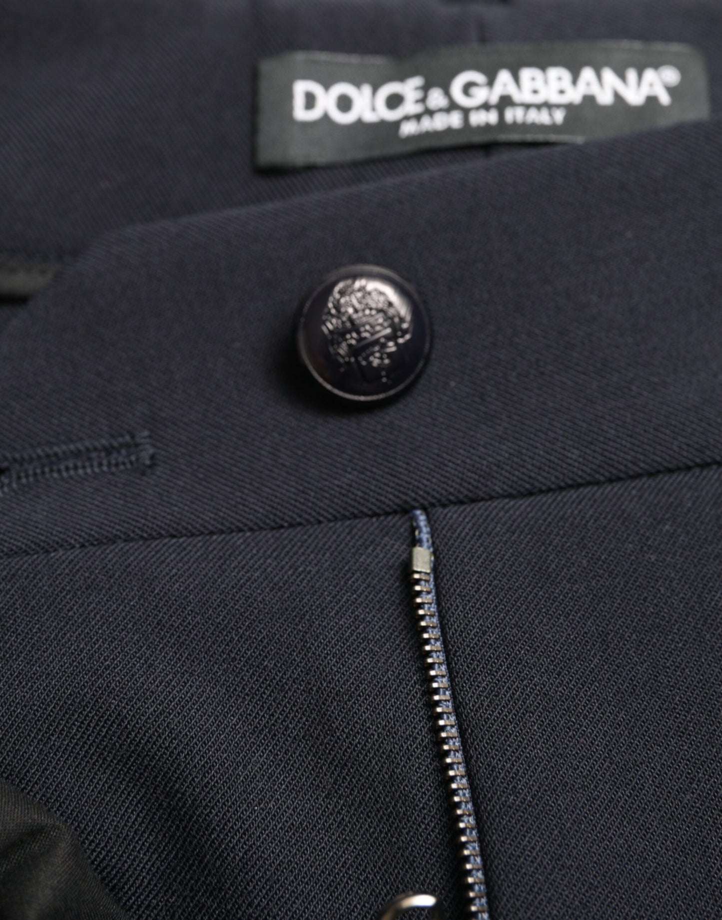 Blue Mid Waist Tapered Cropped Pants-Dolce & Gabbana-LabelTerrace.com