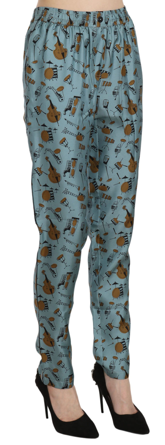 Blue Musical Instruments Print Tapered Pants-Dolce & Gabbana-LabelTerrace.com