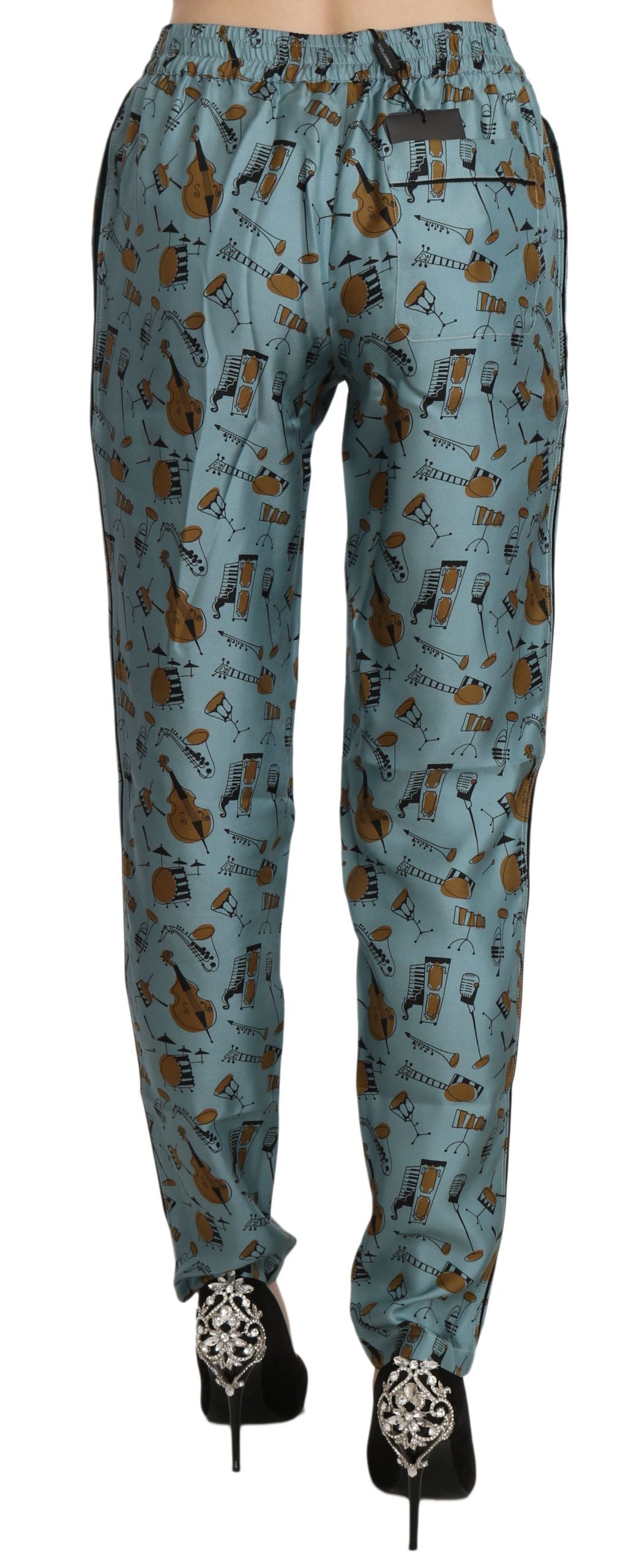 Blue Musical Instruments Print Tapered Pants-Dolce & Gabbana-LabelTerrace.com