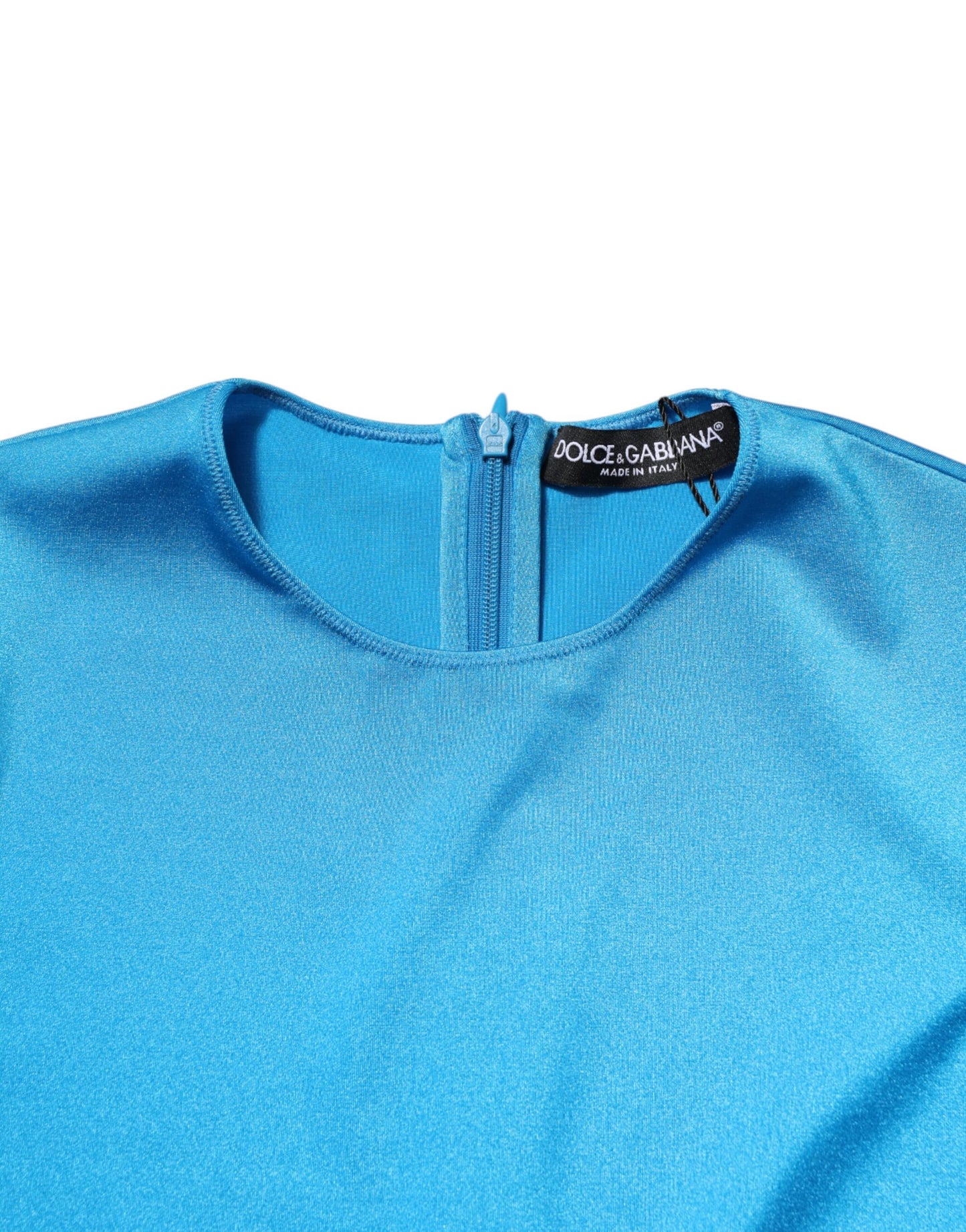 Blue Nylon Crew Neck Bodycon Jumpsuit Dress-Dolce & Gabbana-LabelTerrace.com