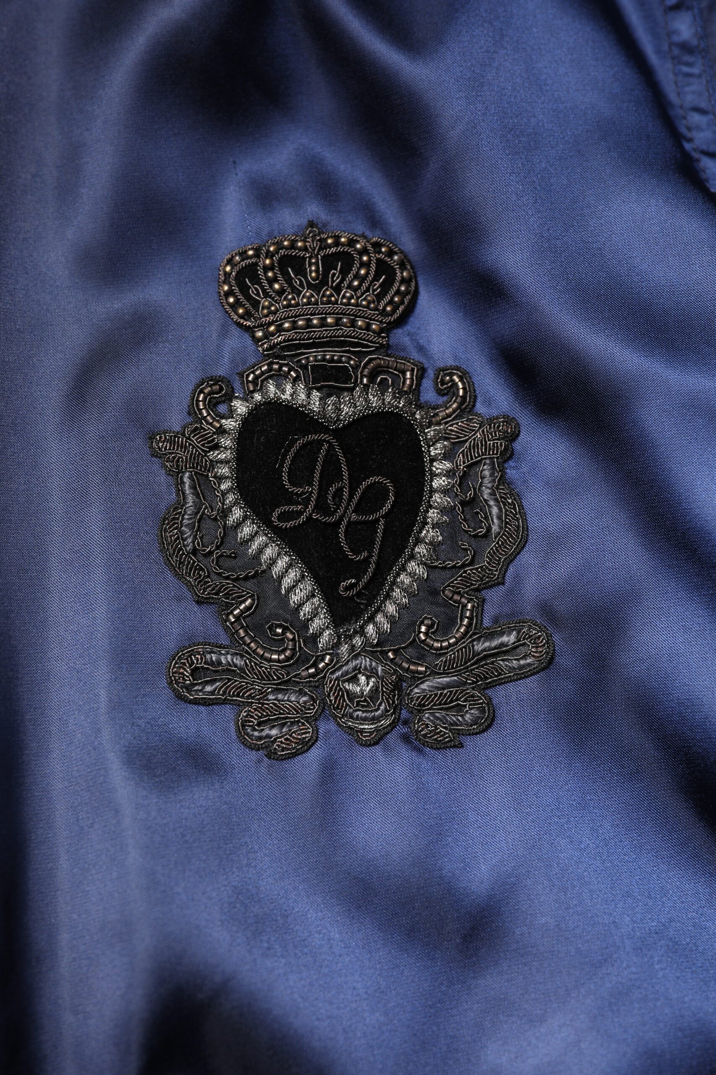 Blue Nylon DG Crown Full Zip Bomber Jacket-Dolce & Gabbana-LabelTerrace.com
