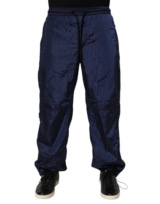 Blue Nylon Straight Jogger Sweatpants Pants-Dolce & Gabbana-LabelTerrace.com