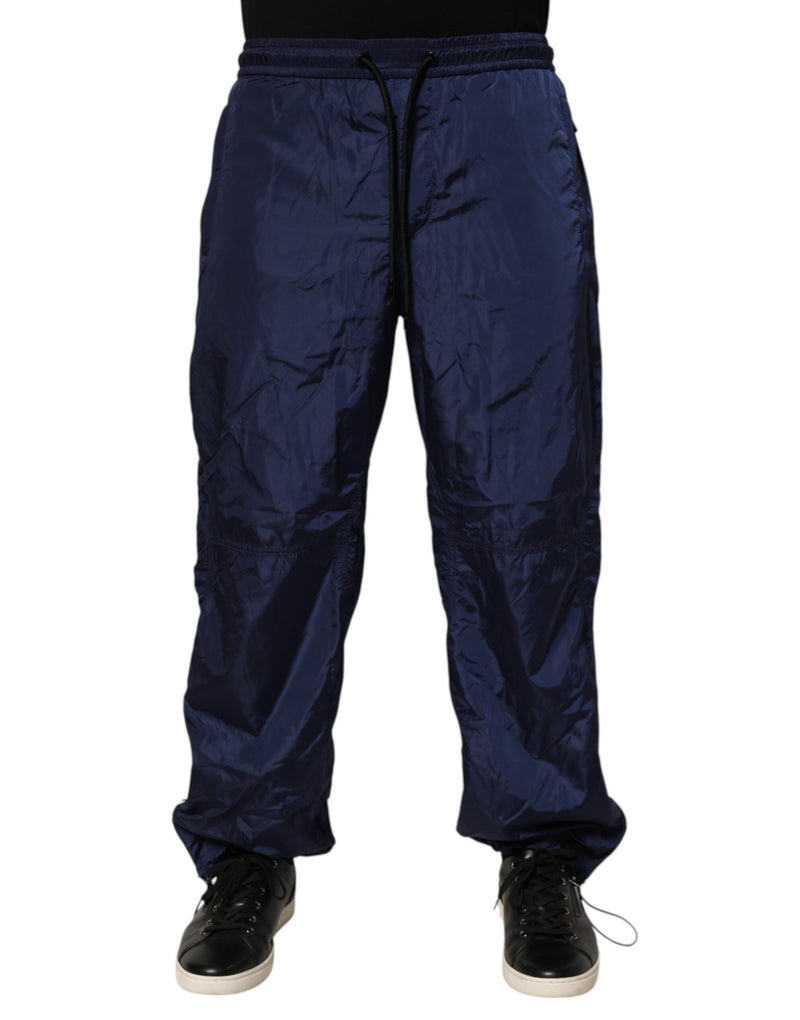 Blue Nylon Straight Jogger Sweatpants Pants-Dolce & Gabbana-LabelTerrace.com