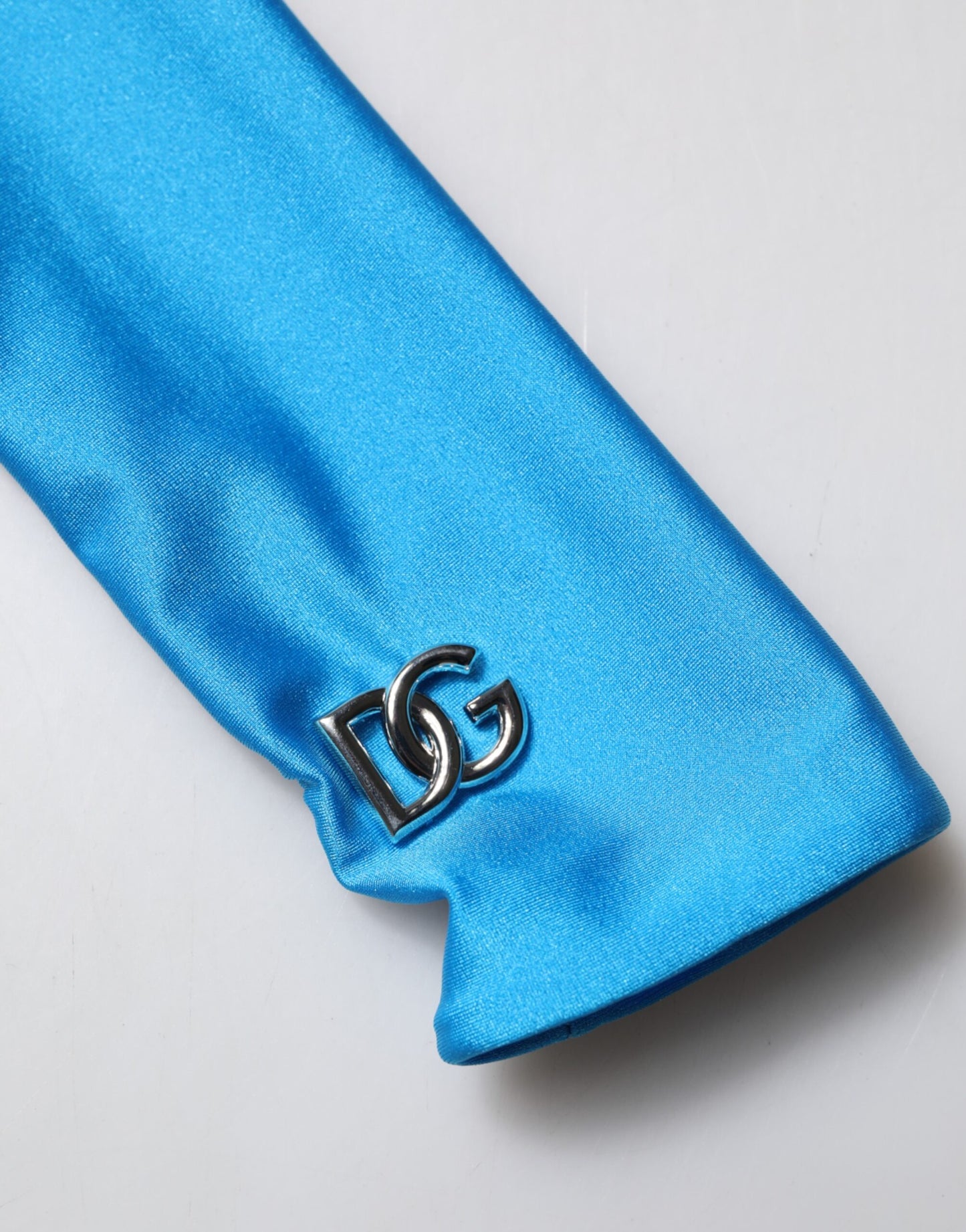 Blue Nylon Turtleneck Bodycon Jumpsuit Dress-Dolce & Gabbana-LabelTerrace.com