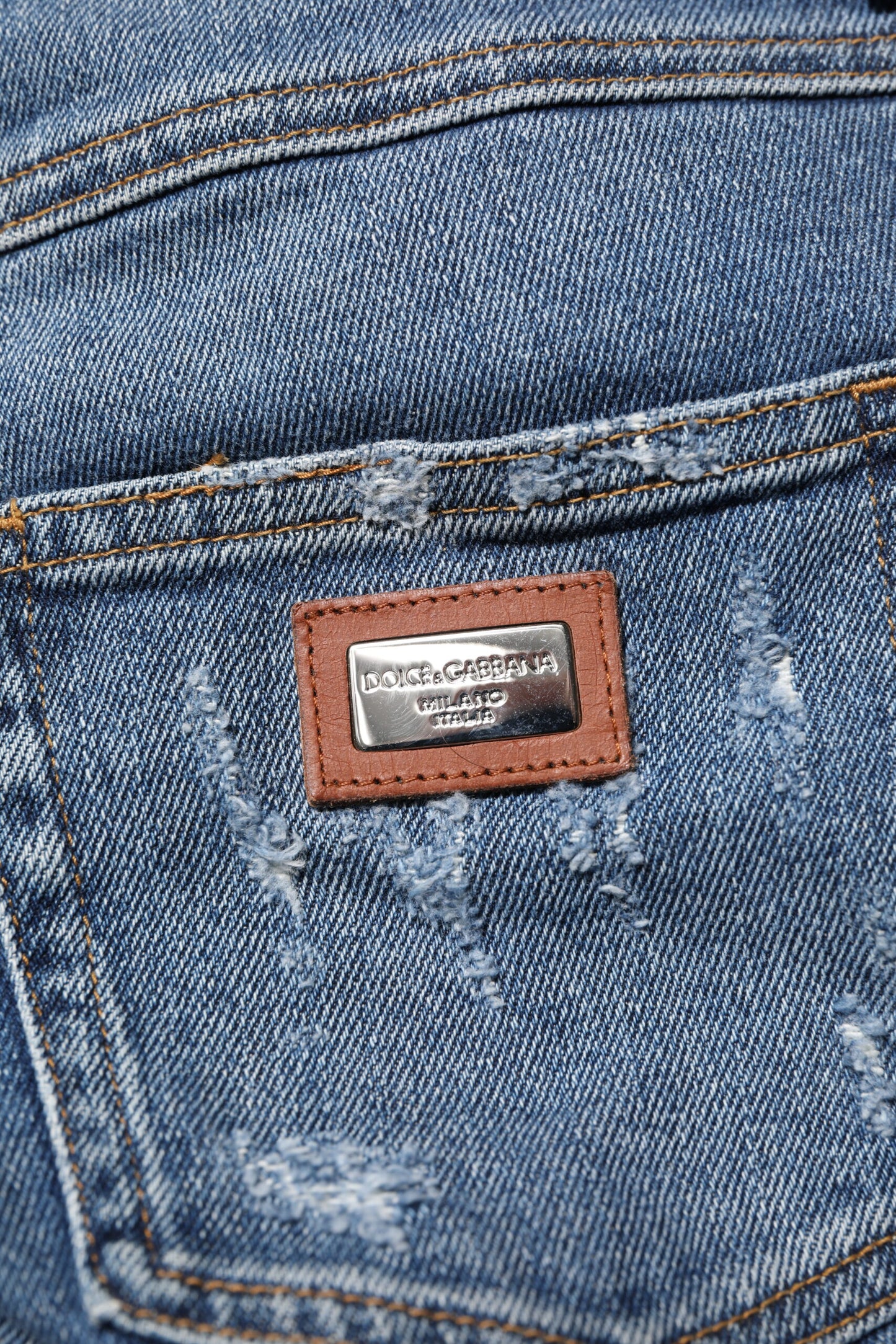 Blue PRETTY Tattered Skinny Denim Jeans-Dolce & Gabbana-LabelTerrace.com