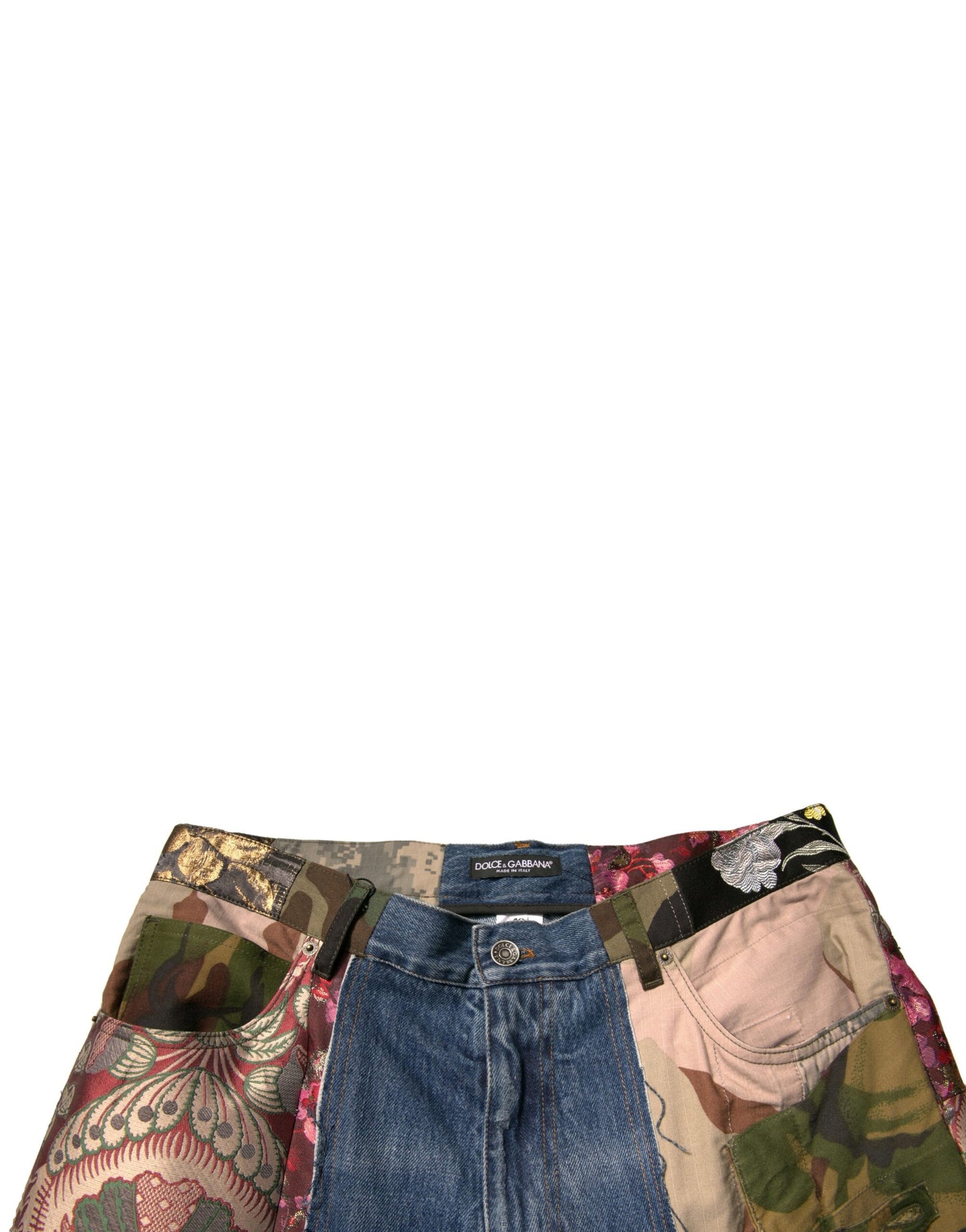 Blue Patchwork Cotton Straight Denim Jeans-Dolce & Gabbana-LabelTerrace.com