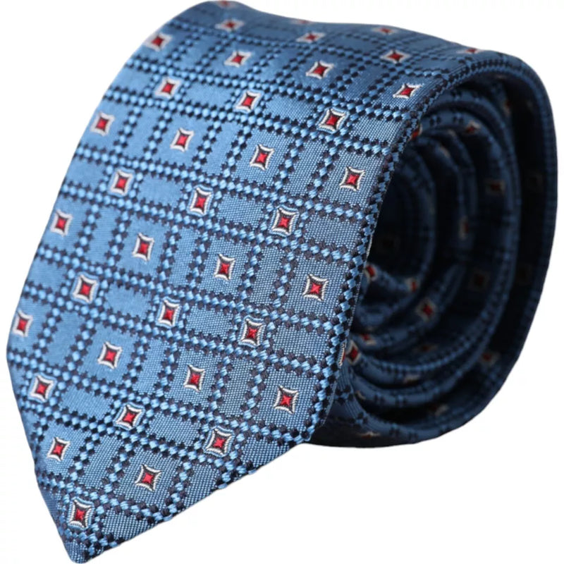 Blue Patterned 100% Silk Adjustable Men Tie-Dolce & Gabbana-LabelTerrace.com