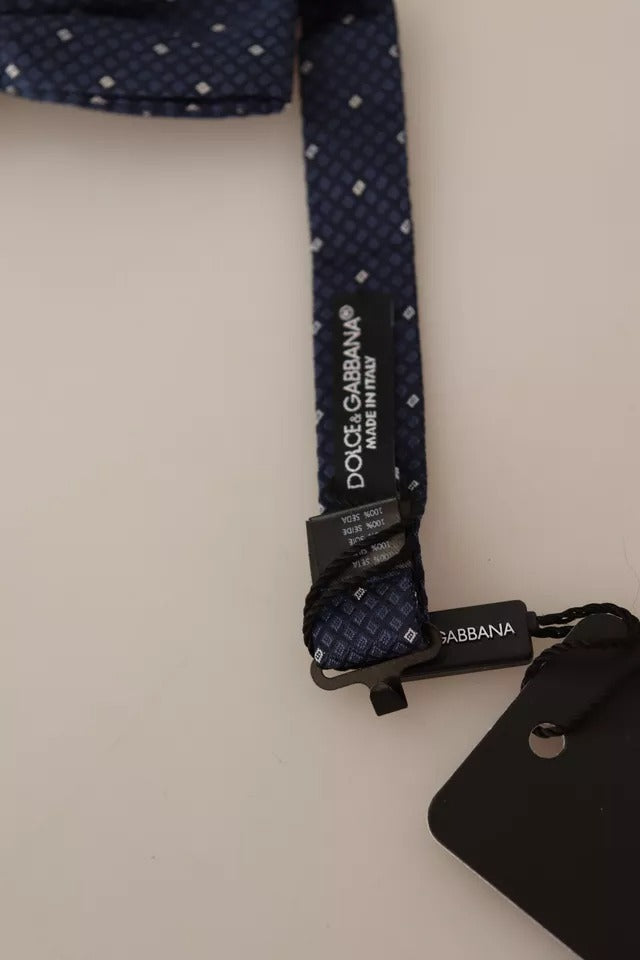Blue Patterned Silk Adjustable Neck Bow Tie Men-Dolce & Gabbana-LabelTerrace.com