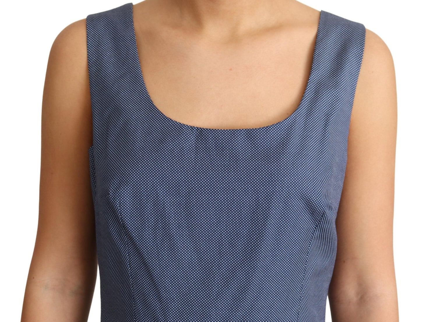 Blue Polka Cotton A-Line Stretch Dress