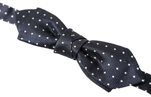 Blue Polka Dot Silk Adjustable Men Neck Papillon Bow Tie-Dolce & Gabbana-LabelTerrace.com