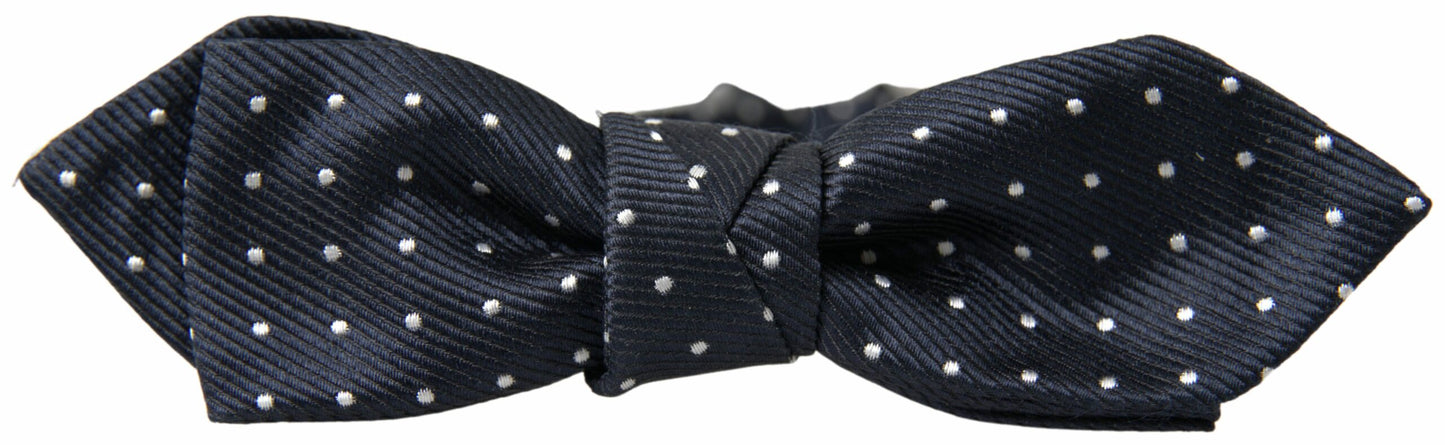 Blue Polka Dot Silk Adjustable Men Neck Papillon Bow Tie-Dolce & Gabbana-LabelTerrace.com