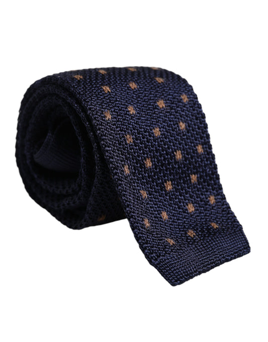 Blue Polka Dot Silk Adjustable Necktie Tie-Dolce & Gabbana-LabelTerrace.com